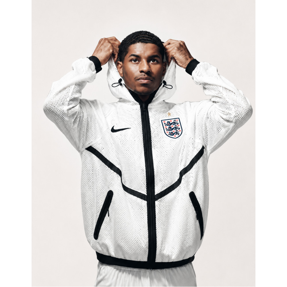 England 2026 White Net Hooded Jacket | America Suits